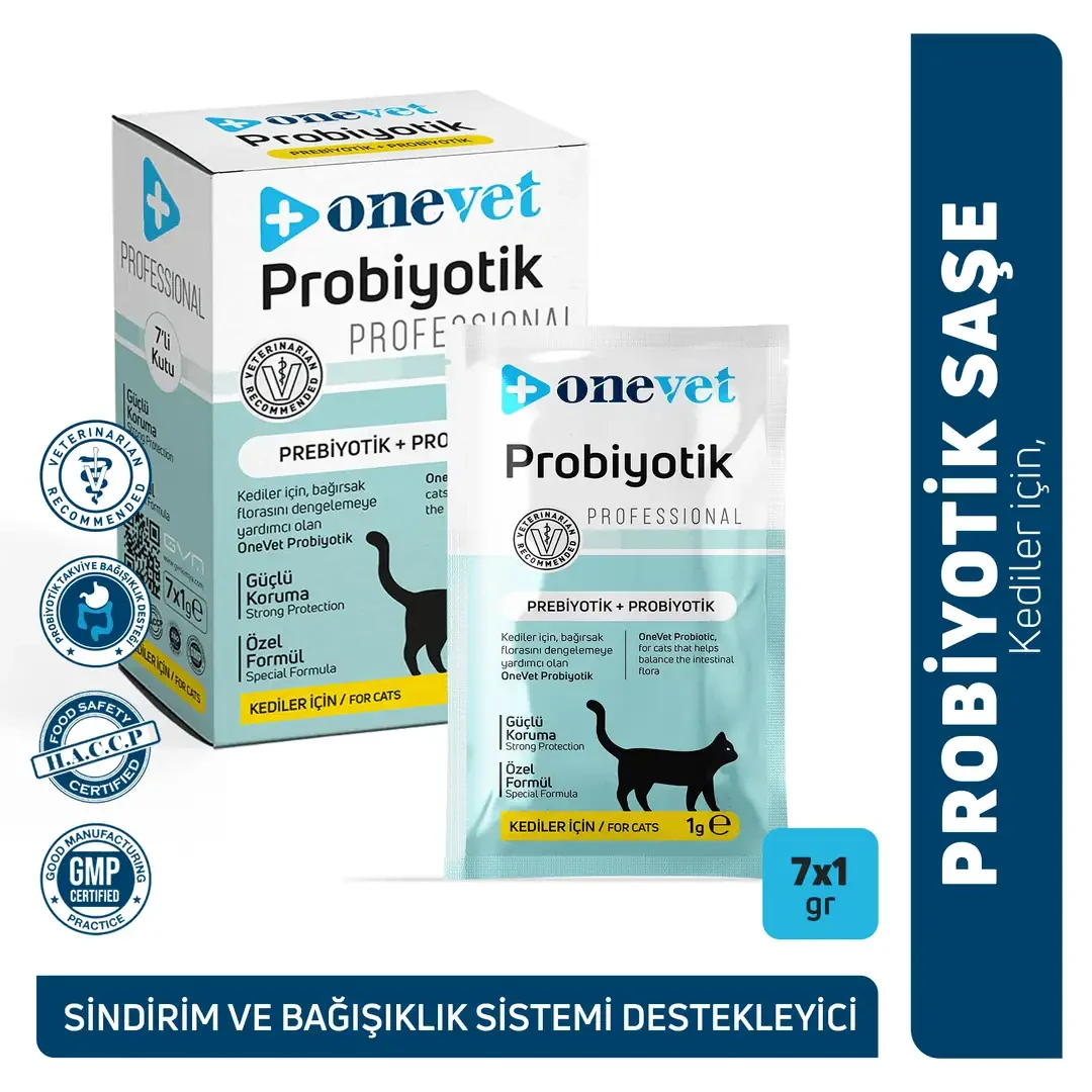 OneVet Probiyotik Kediler için Sindirim ve Bağışıklık Güçlendirici Saşe